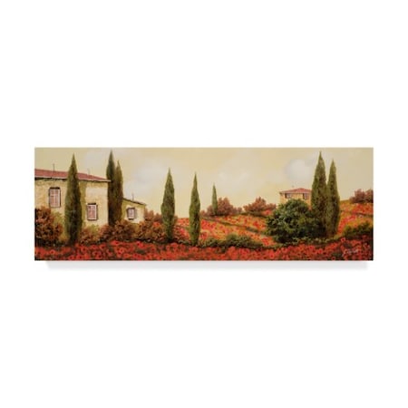 Guido Borelli 'Tre Case Tra I Papaveri' Canvas Art,10x32